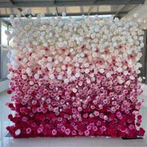 FW114 White and pink roses ombre flower wall backdrop 8x8ft cloth fabric backup
