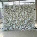 FW120 White roses with gyp flower wall backdrop 8x8ft cloth fabric backup
