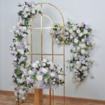TR0041 White and purple roses table runner for wedding decoration - Image 2
