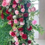 FW123 Red roses grass wall backdrop 8x8ft cloth fabric backup - Image 2