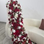 TR0029 White and red roses table runner for wedding decoration - Image 2