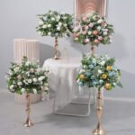 FC0015 Roses bud with leaves flower centerpieces for wedding decoration