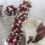 TR0029 White and red roses table runner for wedding decoration - Image 4