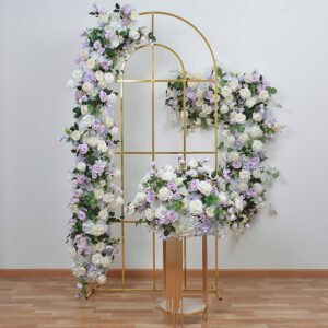 TR0041 White and purple roses table runner for wedding decoration
