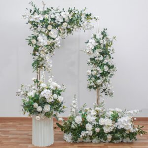 BD001 Rosyflower Backdrop flowers white roses with leaves for weddings