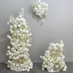 BD005 Rosyflower Backdrop flowers white roses with babysbreath for weddings