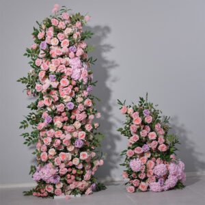 BD008 Rosyflower Backdrop flowers pink roses with leaves for weddings
