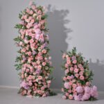 BD008 Rosyflower Backdrop flowers pink roses with leaves for weddings - Image 2