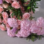 BD008 Rosyflower Backdrop flowers pink roses with leaves for weddings - Image 5